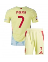 Espanja Alvaro Morata #7 Vieraspaita Lasten EM-Kisat 2024 Lyhythihainen (+ shortsit)